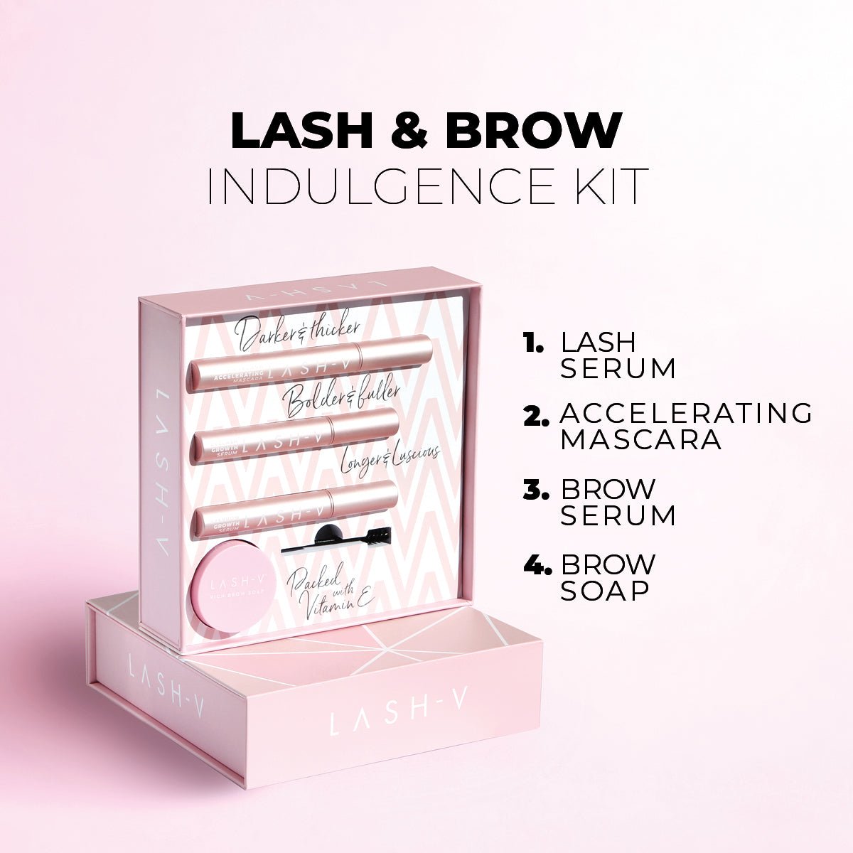 Combo Kit - Lash & Brow Indulgence Kit - Lash & Brow Growth Serums + Mascara + Brow Soap-Bundle Packs - One V Salon