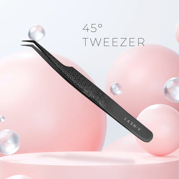 Titanium Eyelash Tweezers - 45° #4 - One V Salon